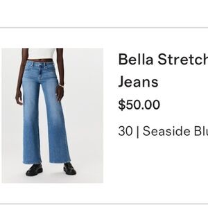 Quince Bella wide leg stretch jeans.